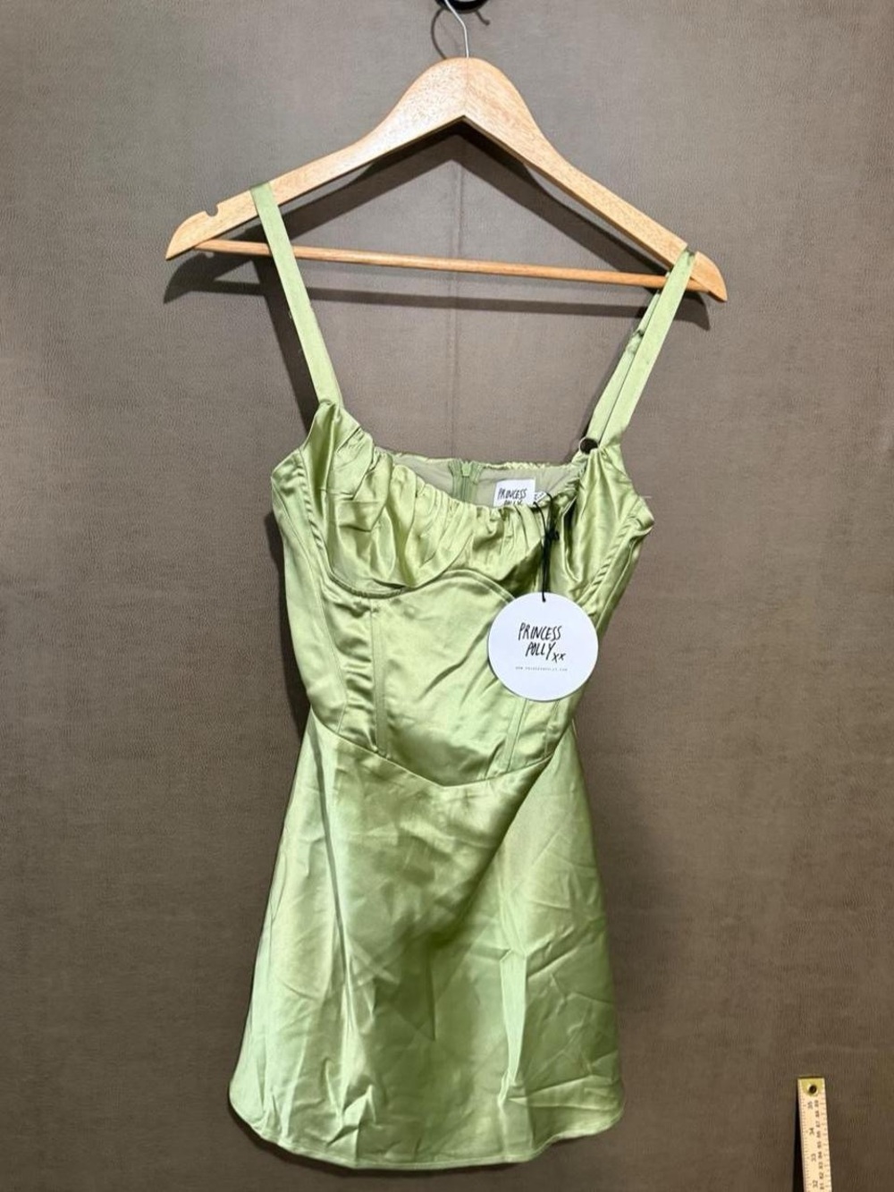 Princess Polly Light Green Satin Mini Slip Dress